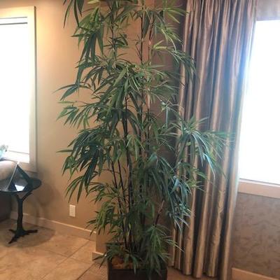 Silk Bamboo Plant in Metal Pot
