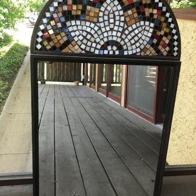 Beautiful Glass Mosaic Iron Framed Garden Mirror.