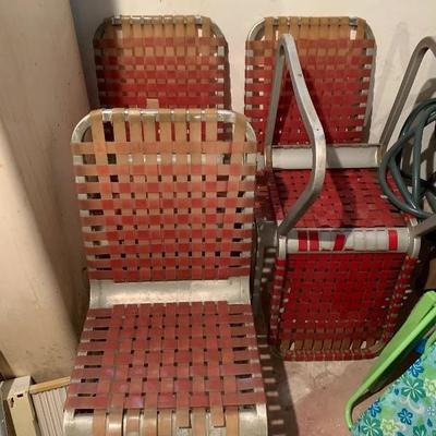 Set of aluminum strap chairs 1950's 