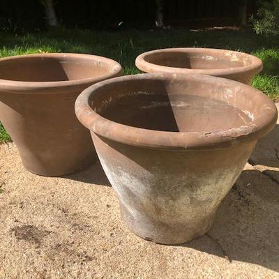 #3 Set of Three Brown Italian Terra-Cotta  Pots.