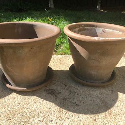 #5 Pair of Brown Italian Terra-Cotta Pots with saucers