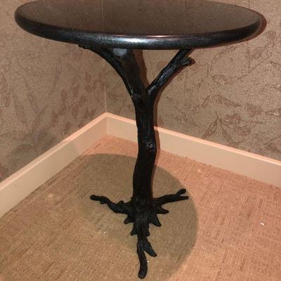 #2 Faux Bois Iron & Marble Side Table 