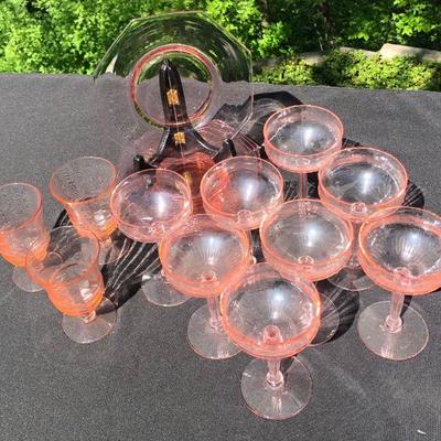 Pink Depression Glass Set