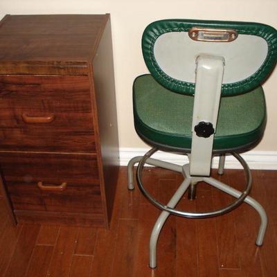 Vintage CRAMER Mid Century Swivel Chair Stool & 2 drawer file cabinet