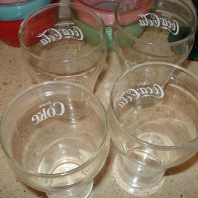 Fenton ruffle bowl, coca-cola glasses, vintage pastel bowls, etc.
