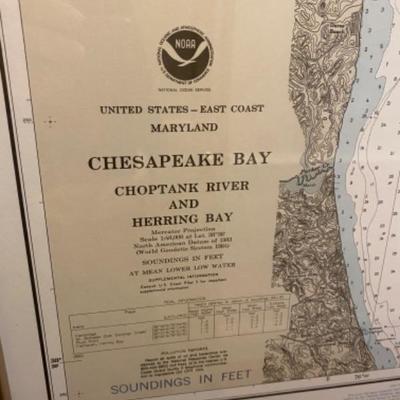 Lot # 25 Framed Chesapeake Bay Choptank River and Herring Bay 