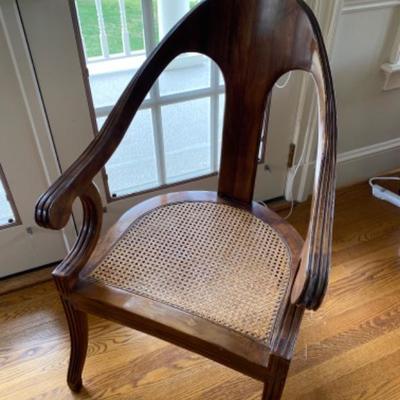 Lot # 52 vintage  Italian Curved Cane Seat Arm Chair 