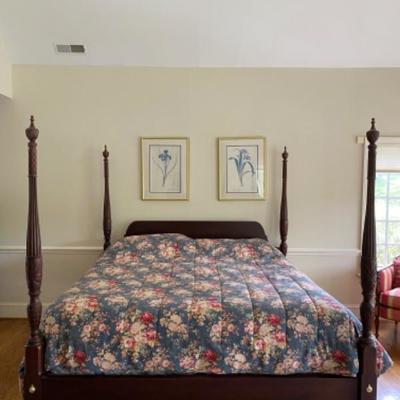 Lot #55 Stickley King size Four Poster Rice Bed with Ralph Lauren Bedding 