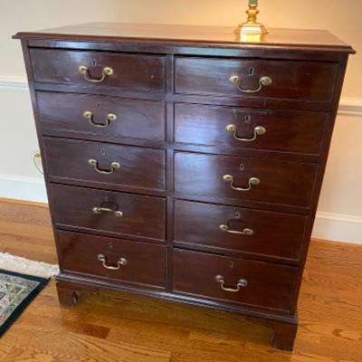 Lot # 68 Antique Mahogany 10 drawer dresser 