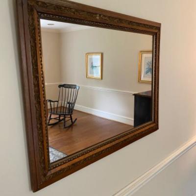 Lot # 71 Oak mirror with carved frame 