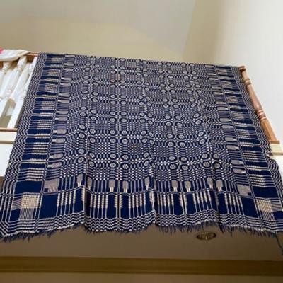 Lot # 87 Antique Early Handwoven Wool Coverlet 