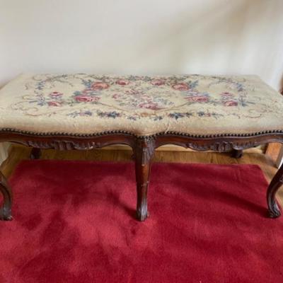 Lot # 92 Antique Chippendale Needlepoint Stool 