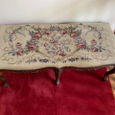 Lot # 92 Antique Chippendale Needlepoint Stool 