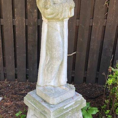 TALL Vintage Concrete St. Francis  Statue & Pedestal