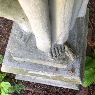 TALL Vintage Concrete St. Francis  Statue & Pedestal