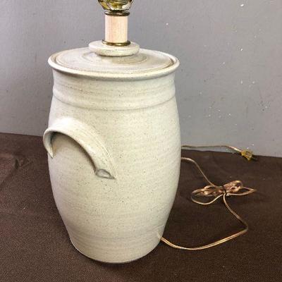 Lot #116 Butter Churn Stoneware LAMP with blue Heart