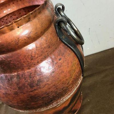Lot #124 Copper Pot with Wrought Iron Handles 