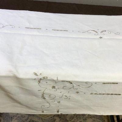 Lot #128 Cut out Embroidered Table Cloth -