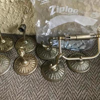 Lot #8 Towel Holders. Hooks and Toilet Paper Holder