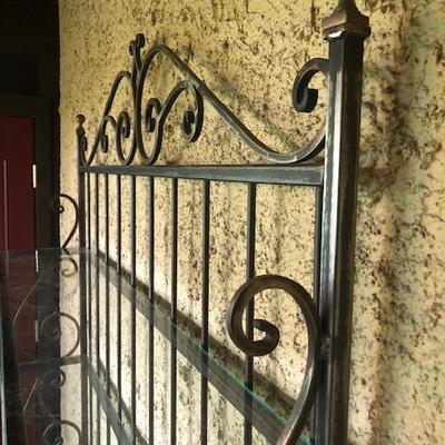 Beautiful Iron Bakers Rack with Brass Finials.