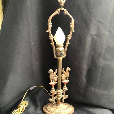Antique Cast Iron Griffin Lamp
