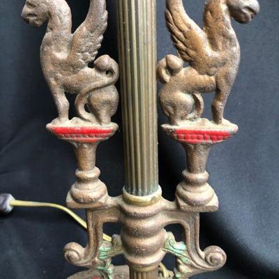 Antique Cast Iron Griffin Lamp