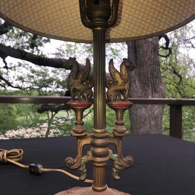 Antique Cast Iron Griffin Lamp