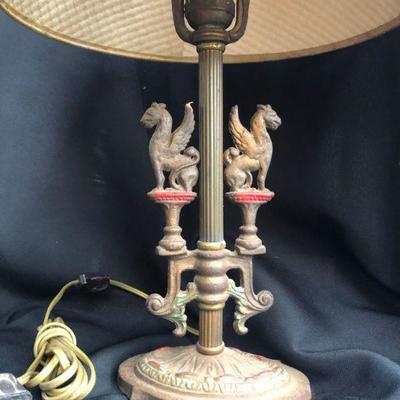 Antique Cast Iron Griffin Lamp