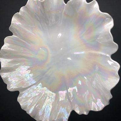 Large Iridescent Floral Shaped Dish.