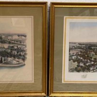 Lot # 99 Pair of Colored Lithographs of University of Vermont & Cornell University
