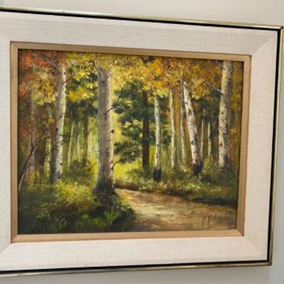 Lot #100 Mid Century Painting by R. Hughes of Landscape 