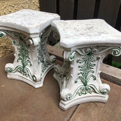 PAIR of Heavy Plaster Garden Pedestals