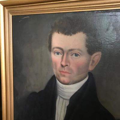 Lot #105 Pair of Antique Portrait Oil Paintings 