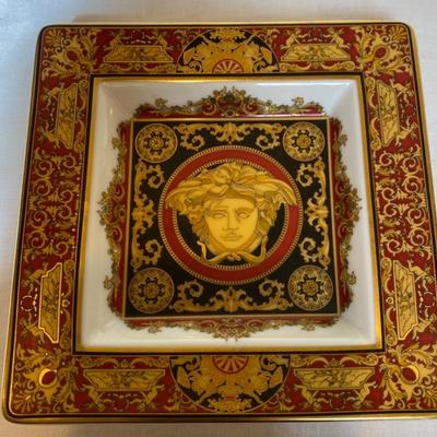 Lot # 107 Rosenthal Versace Square Red and Gold Dish 