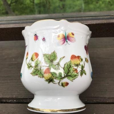 Small Vase with Strawberries, Butterflies and Ladybugs 
