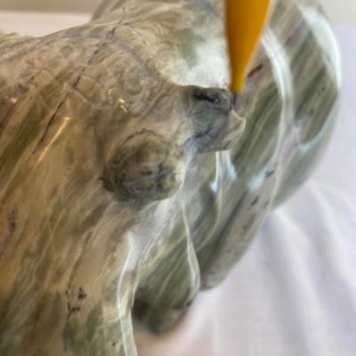 Lot #109 Pair of Marble Hippopotomas Figures 