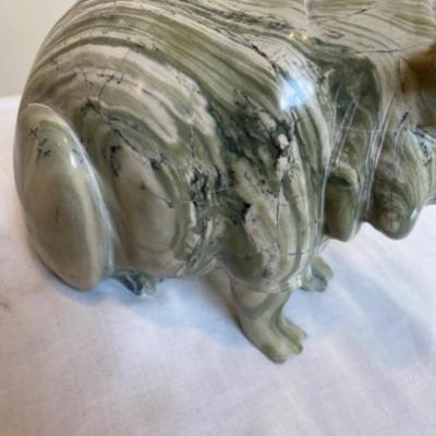 Lot #109 Pair of Marble Hippopotomas Figures 