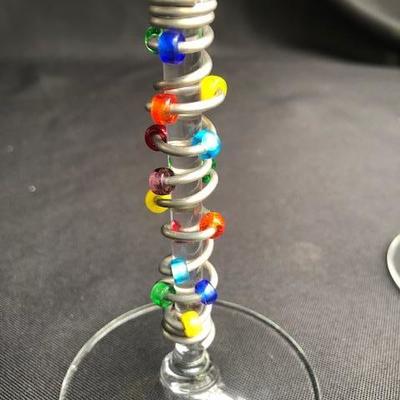 Pair of Wire and Bead Decorated Martini Glasses.