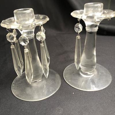 Pr. of Glass Candle Sticks. 