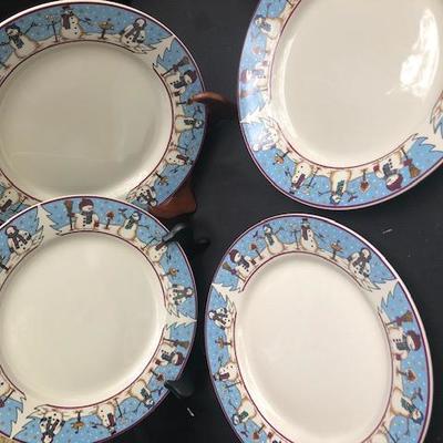Set of 4 Snowman Holiday Plates