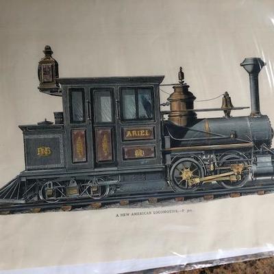 Hand Colored Locomotive Engraving