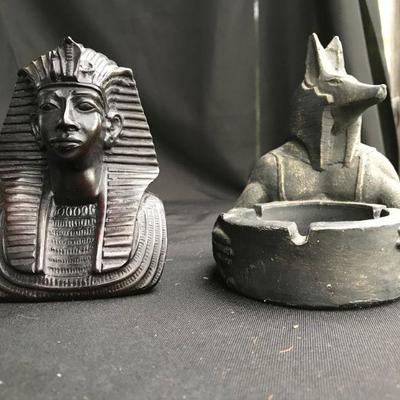 Egyptian Style Ashtray and Bust 6â€ 