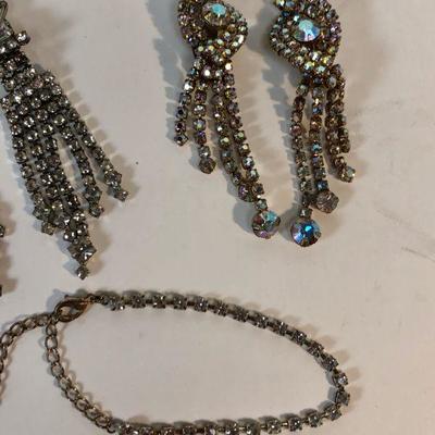 Vintage Rhinestone Bling  - 2 sets of earrings and a bracelet