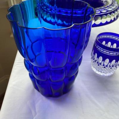 Lot # 136 Lot of Waterford glass and hand blown vase 