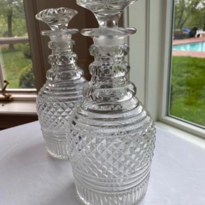 Lot # 137 Pair of Antique Regency Style Irish Cut Glass Decanter