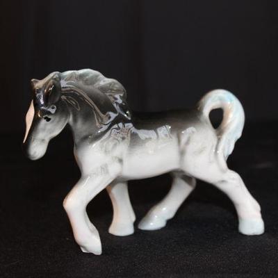 Ceramic Gray and White Horse Figurine