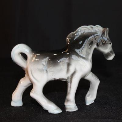 Ceramic Gray and White Horse Figurine
