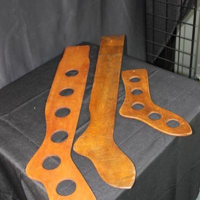 3 Antique Wood Stocking Forms