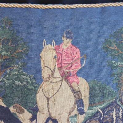 Fox Hunt Embroidered Tapestry Throw Pillow