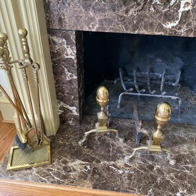 Lot # 140 VA. Metal Crafters Brass Andirons Fireplace Set 